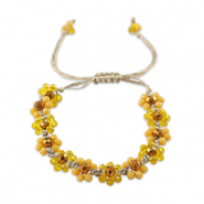 Pulsera tobillera con abalorios faceteados flor Amarillo multicolor-marr&oacute;n topacio
