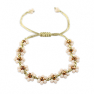 Pulsera tobillera con abalorios faceteados flor Rosa lotus-marr&oacute;n topacio