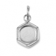 Colgante Piedra de Nacimiento con engaste de acero inoxidable para SS16 base plana Plateado