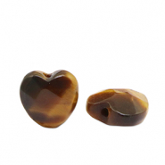 Piedras Naturales abalorios Ojo de tigre corazón Marrón dorado