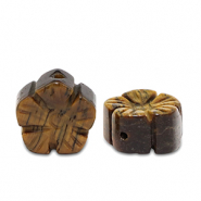 Piedras Naturales abalorios Ojo de tigre flor Marrón dorado