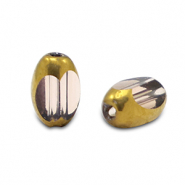 Abalorios de cristal ovalados faceteados Berenjena p&uacute;rpura claro transparente-dorado