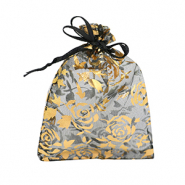 Bolso de organza 9x12cm rosa Negro-dorado