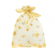 Bolso de organza 9x12cm estrella Amarillo dorado-dorado