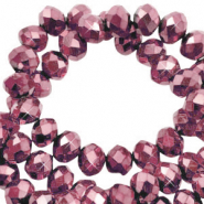 Abalorios faceteados disco 3x2mm Rosa magenta-revestimiento pearl shine