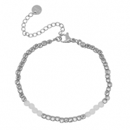 Pulseras Acero Inox Plateado-Blanco