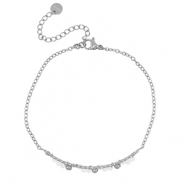 Pulseras Acero Inox Plateado-Blanco