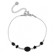 Pulseras Acero Inox estrella Plateado-negro
