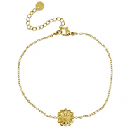 Pulseras Acero Inox flor Dorado