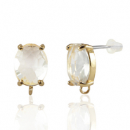 Pendientes de Cristal con anilla ovalado Cristal-dorado
