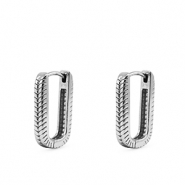 Pendientes Acero Inox ovalado Plateado