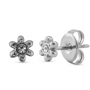 Pendientes Acero Inox flor Plateado