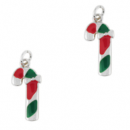 Metal TQ lat&oacute;n colgantes bast&oacute;n de caramelo Plateado