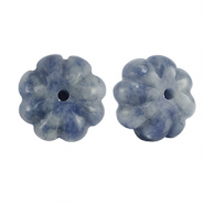 Piedras Naturales abalorios Sodalita y Microclina flor Azul-blanco