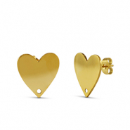 Pendientes Acero Inox coraz&oacute;n Dorado