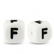 Abalorios letras de silicona F Blanco-negro