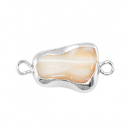 Perlas de agua dulce entrepieza asim&eacute;trico Plateado-taupe