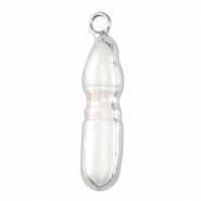 Perlas de agua dulce colgante tubo Plateado-blanco natural
