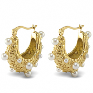 Pendientes Acero Inox Imitación de perlas Dorado