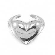 Anillos Acero Inox corazón Plateado