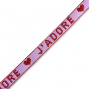 Cinta con texto "j'adore" Púrpura-rojo cálido