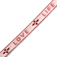Cinta con texto "love life" Rosa-rojo cálido