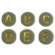 Abalorios letras acrílicas mix Verde militar-oro