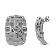 Pendientes Acero Inox rectángulo Plateado