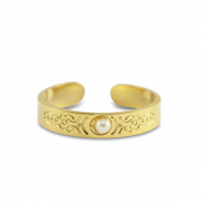 Anillos Acero Inox perlas Dorado