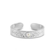 Anillos Acero Inox perlas Plateado