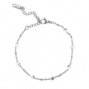 Pulseras Acero Inox flor Plateado