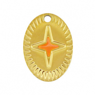 Colgantes Acero Inox oval estrella Dorado-naranja
