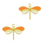 Colgantes Acero Inox libélula Dorado-naranja