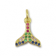 Metal TQ latón colgante cola Dorado-multicolor