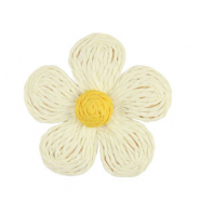 Colgantes Rafia flor 55mm Blanco-amarillo