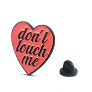 Pins corazón "Don't touch me" Rosa-negro