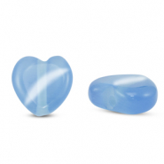 Abalorios de cristal Ojo de gato corazon Azul