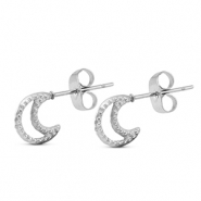 Pendientes Acero Inox luna Plateado