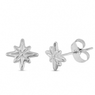 Pendientes Acero Inox estrella Plateado