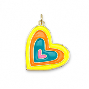 Metal TQ lat&oacute;n colgante coraz&oacute;n Dorado-multicolor ne&oacute;n