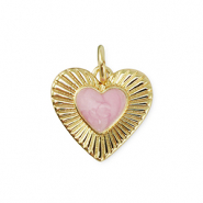 Metal TQ lat&oacute;n colgante coraz&oacute;n Dorado-rosa claro m&aacute;rmol