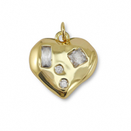 Metal TQ lat&oacute;n colgante zirconia coraz&oacute;n Dorado