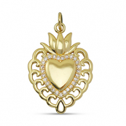 Metal TQ lat&oacute;n colgante zirconia coraz&oacute;n Dorado
