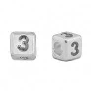 Abalorios letras met&aacute;licos DQ 3 Plata vieja (sin n&iacute;quel)