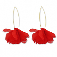 Pendientes Trendy chif&oacute;n flor Rojo-dorado