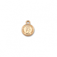 Colgantes metálicos redondo con la Reina Isabel Dorado