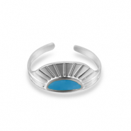 Anillos Acero Inox abanico Plateado-azul
