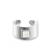 Anillos Acero Inox cuadrado Plateado-blanco
