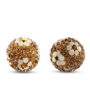 Abalorios bohemios redondos Marr&oacute;n taupe-blanco