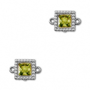 Entrepiezas acero Inox zircón cuadrado Plateado-verde lima